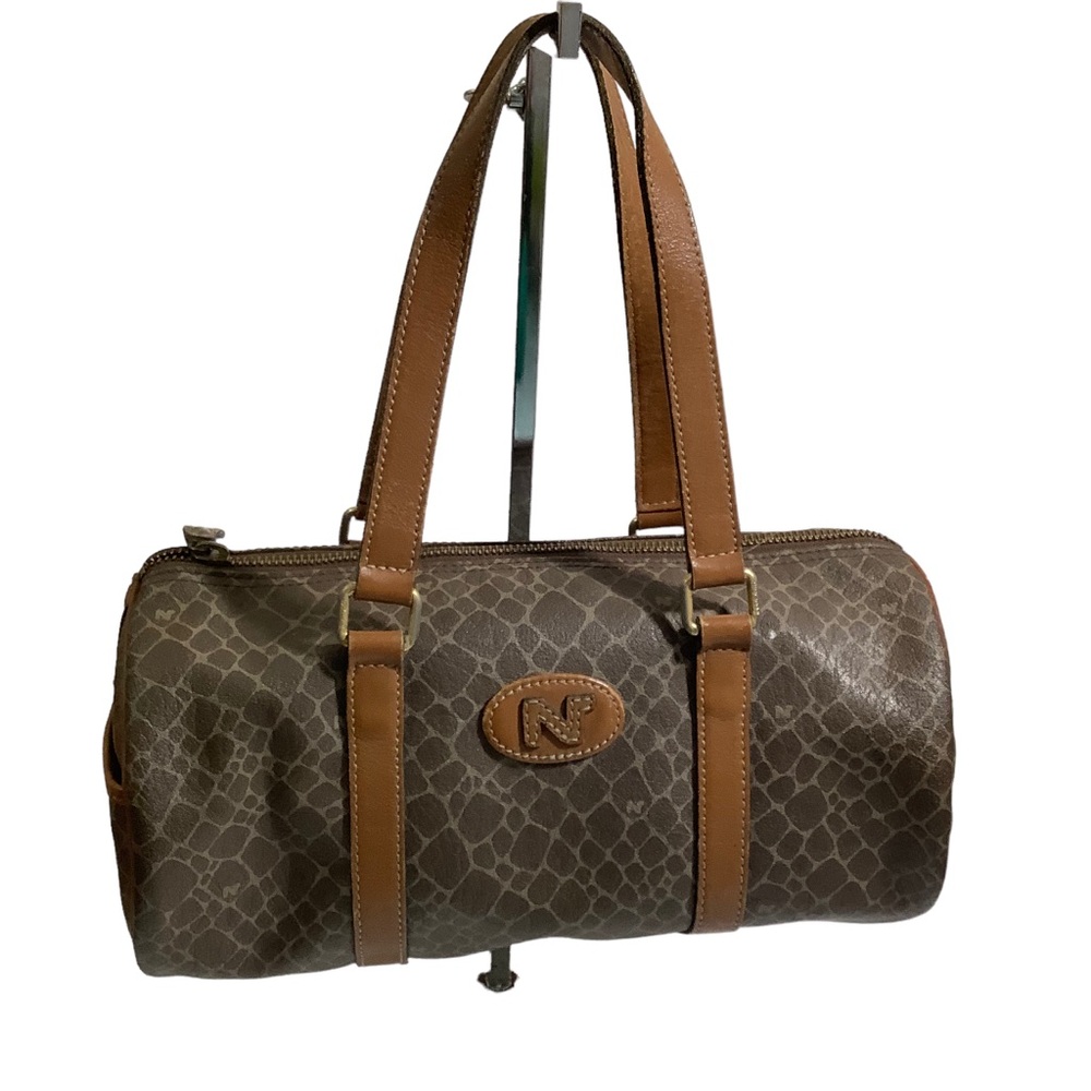 Nina Ricci Vintage Brown Boston Leather Satchel Bag